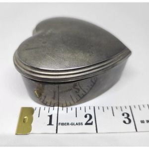 Silver Pltd.ISCo. Heart-Shaped White Velevt-Lined Trinket Box Jewelry Vtg.1991